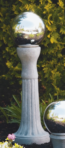Swirled Globe Holder pedestal column tall gazing ball Massarelli Statuary